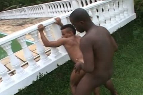 wicked dark Beefcakes sucking penis And wazoo nailing outside