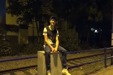 College lad wait For Bus Stop