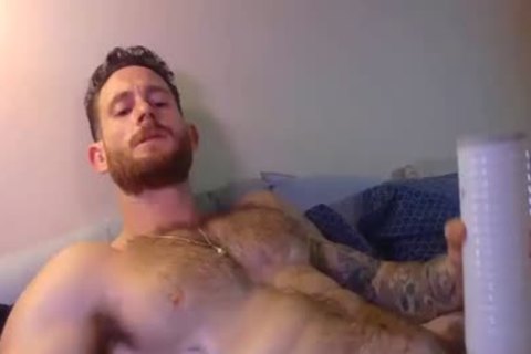 brawny dude Masturbating His dick With A Fleshlight