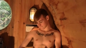 JizzAddiction.com: Skyler Dallon jerking Skyler in sauna