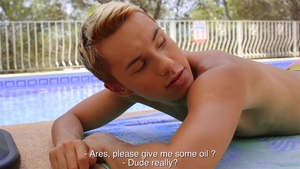 Bareback Twinks Splashing in the Pool